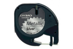 Dymo LetraTag 91208 S0721730 12mm x 4m testo nera/nastro argento nastro originale metallico