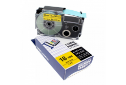 Casio R11YW (XR-18HSYW), 18mm x 2m, testo nera / sfondo giallo, restringibile, nastro compatibile